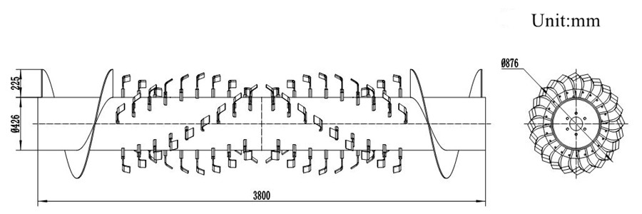 windrow turner's roller size